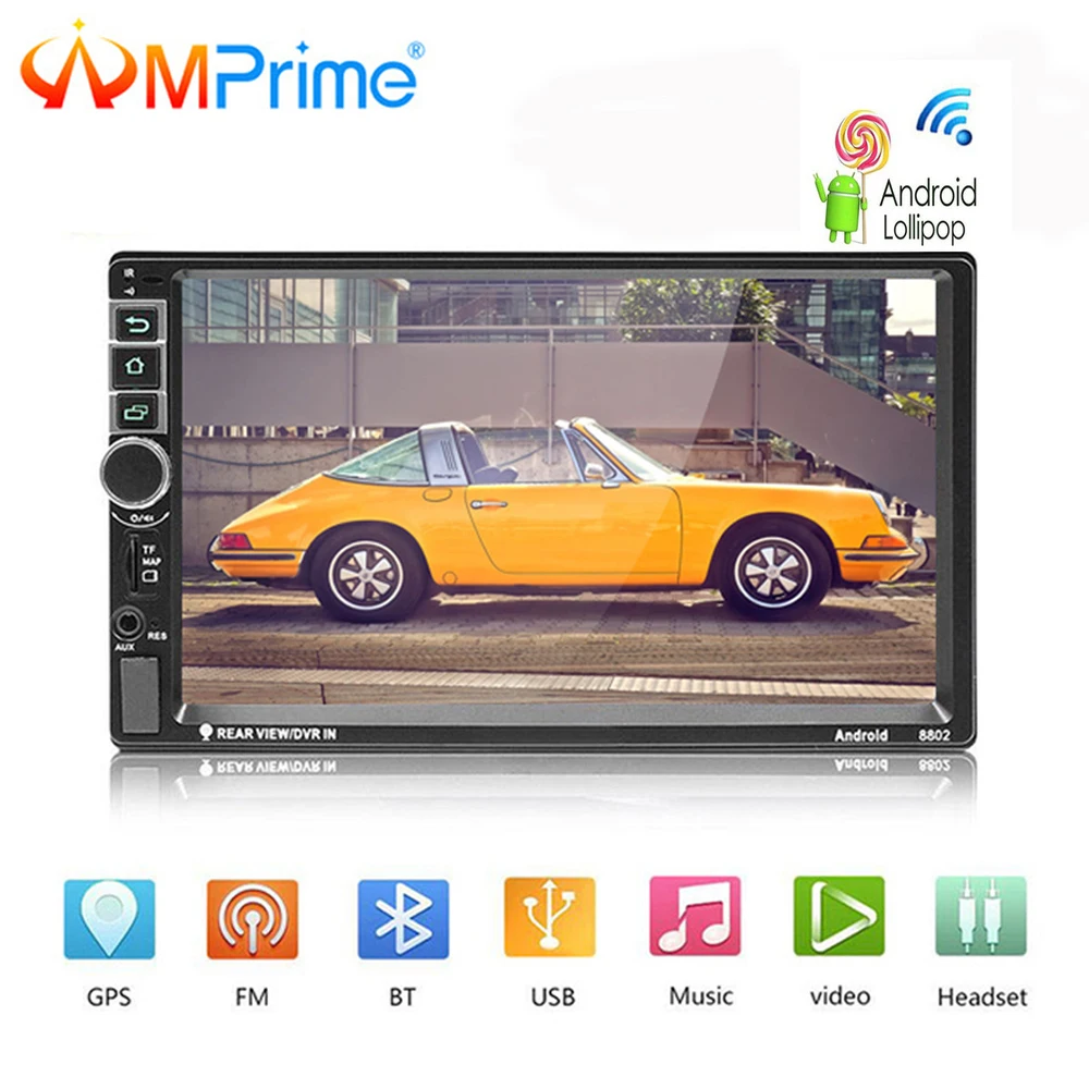 AMPrime Android Car Radio 2 Din Autoradio GPS Navigation 2din Universal Car Multimedia Player BT FM Mirrorlink Stereo Audio 8802