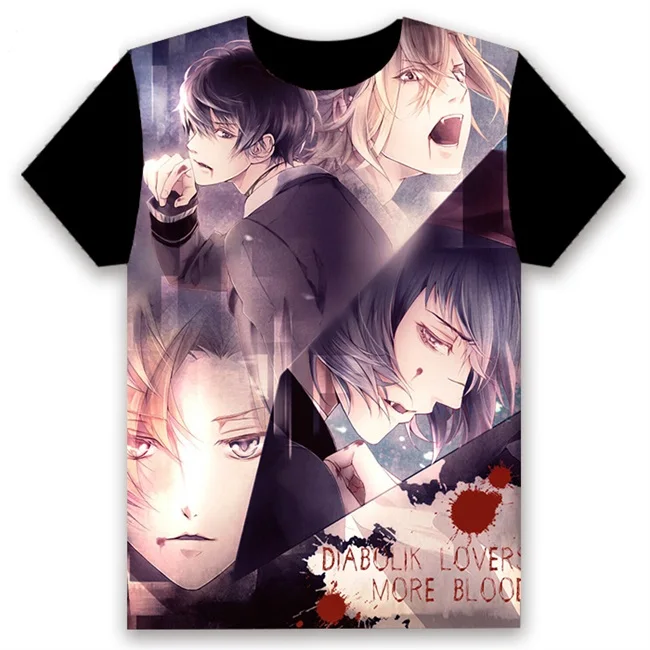 Модная мужская футболка, аниме, DIABOLIK LOVERS, Sakamaki Shu sakamaki reiji, косплей, короткий рукав, унисекс, повседневная черная футболка, топы, лето - Цвет: 14