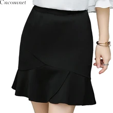 CNCOMNET летние сексуальные шифоновые юбки с оборками Женские миди с высокой талией стрейч тонкие повседневные розовые офисные юбки Фасонная юбка