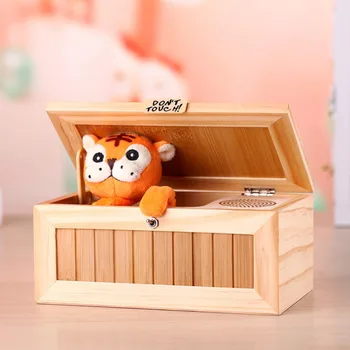 

LeadingStar Wooden Electronic Useless Box with Sound Cute Tiger 20 Modes Automatically shut down Desk Decoration Birthday zk30