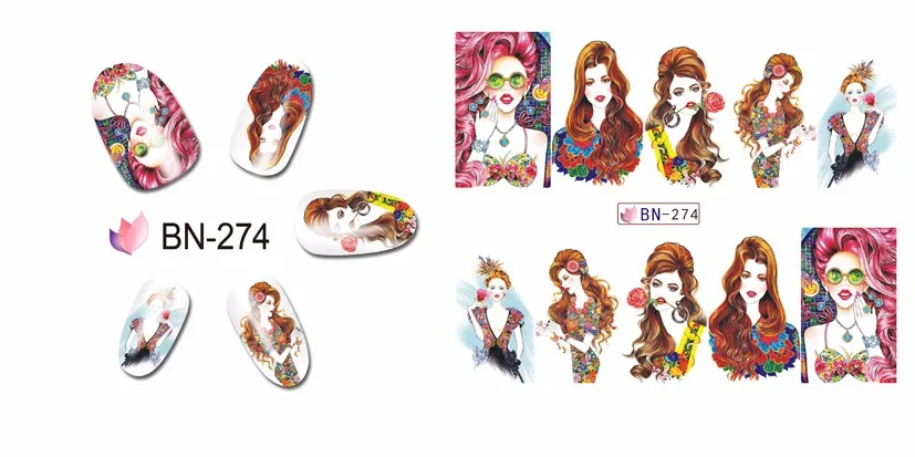 12 видов конструкций/наборы смешанный Шарм ногтей Красота Девушка наклейка на ногти Водная передача мода полное покрытие обертывания для маникюра BN265-276