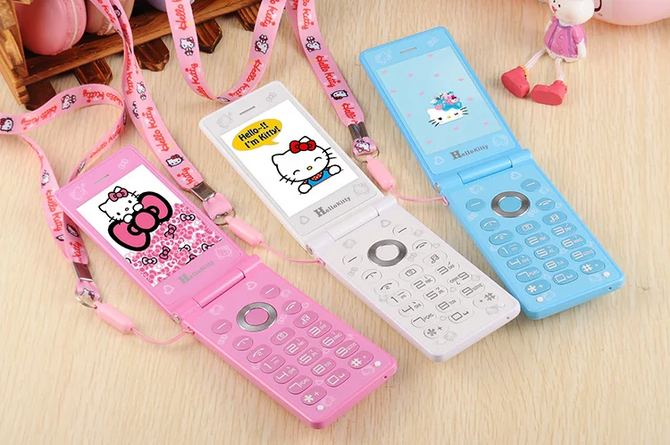 KUH флип телефон Dual SIM карты GPRS дыхание свет сенсорный экран мобильного телефона для женщин и девочек MP3 MP4 мультфильм hello kitty мобильного