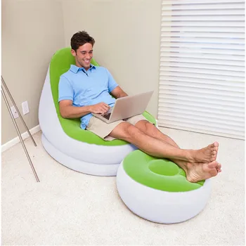 

Lazy man Outdoors Sofa Folding Inflatable Soft Comfortable Flocking Fabric Sofa bed Creative Couches with Footstool R1330