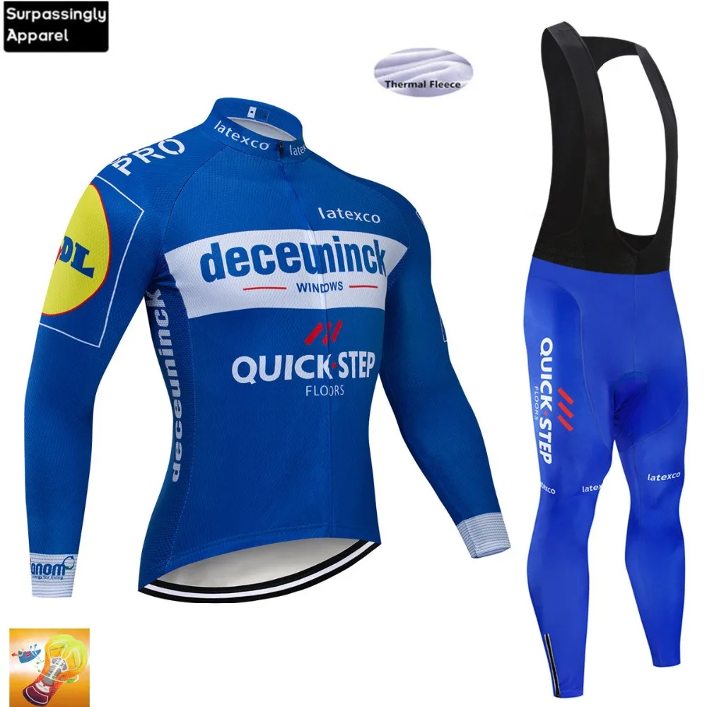 

2019 New QUICK STEP Cycling Set UCI Team Men Winter Fleece Racing Cycling Jersey MTB Bicycle Clothing Wear Ropa Maillot Ciclismo