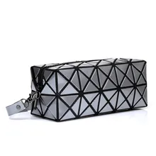 Модные геометрический косметичка на молнии Для женщин лазерной вспышки со стразами из искусственной кожи макияж сумка женская косметика организатор тренд