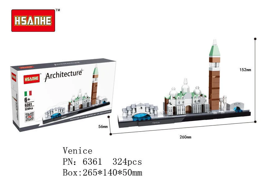 Hsanhe 4 модели мини-блоки Hsanhe национальная улица искусств Венеция Budapest берлинское здание Нью-Йорк архитектура Берлина#6362
