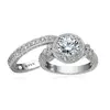 Newshe 1.2 Ct Round Cut AAA CZ 925 Sterling Silver Halo Wedding Ring Sets Engagement Band Classical Jewelry For Women JR4968 ► Photo 3/6