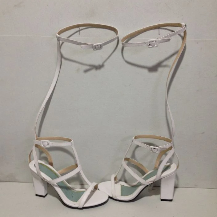 Arden Furtado/лето г. модная женская обувь, белые пикантные элегантные сандалии-гладиаторы на массивном каблуке с пряжкой, большой размер 44, 45, новинка