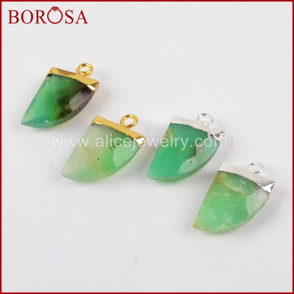 

BOROSA Gold Color 100% Natural Australia Green Natural Stone Drusy Horn Charm DIY Earrings Jewelry Making for Women 1378