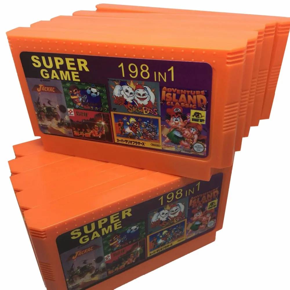 

10 Pack 198 in 1 60 Pins Game Cartridge for 8 Bit Game Console with Nijia Turtles1 2 3 4/Contra 1 2 3 6 7 8/Tiny Toon 1 2 3 etc.