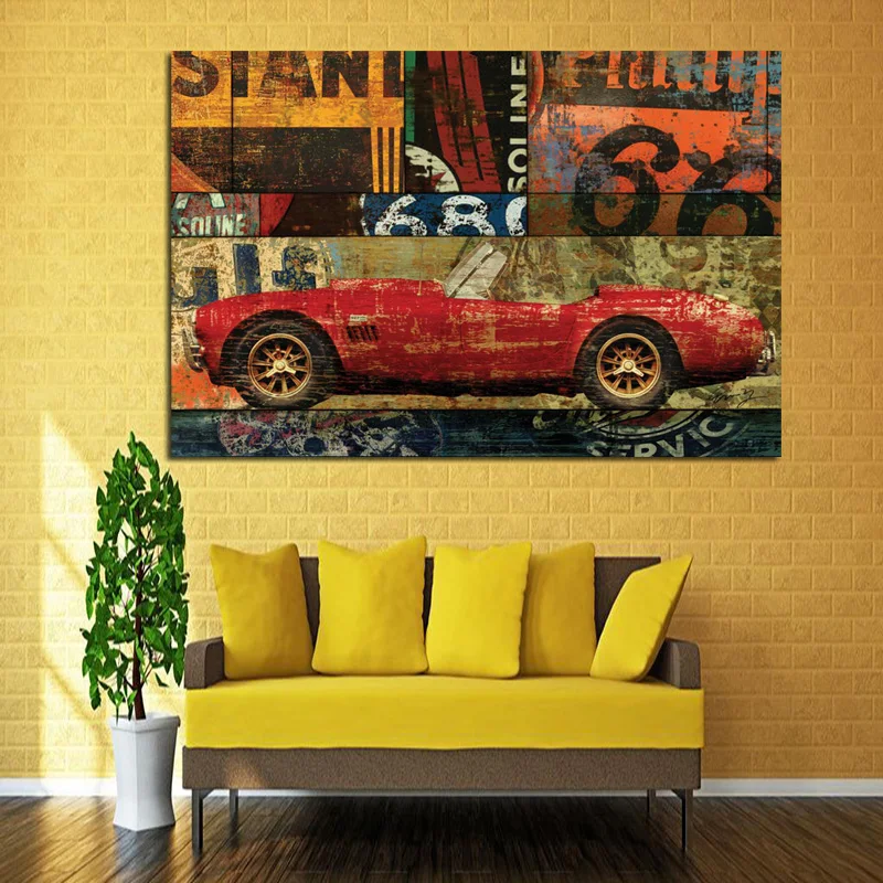 Hd Print Vintage Color Car Motorcycle Street Art Graffiti Abstract Oil Painting On Canvas Poster Wall Picture For Living Room Painting Calligraphy Aliexpress