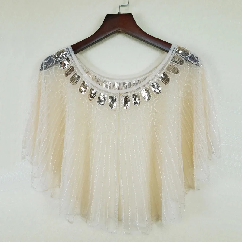 1920s Vintage Beaded Evening Wedding Dress Shoulder Cover up Shrug