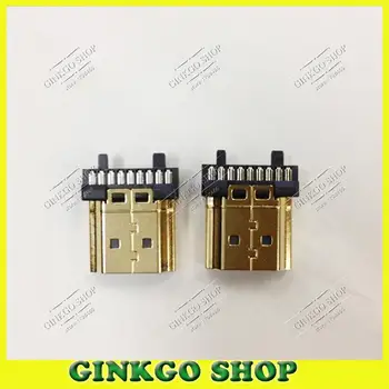 

50pcs/lot Gold-plating HDMI Male Plug 19pin Connector Sockect Soldering A type Free Shipping