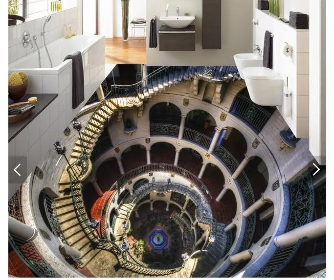 

3D wallpaper customized 3D pvc floor painting wall paper 3 d floor painting murals sitting bathroom floor living room wallpaper