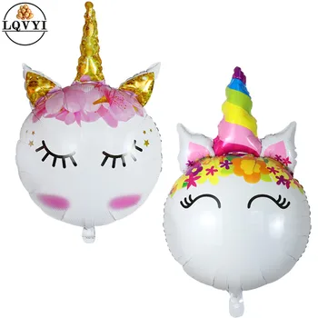 

10/50pcs Unicorn Head Foil Balloons Rainbow Animal Balloon Kids Baby Shower Toys Birthday Unicorn Party Decoration Supplies Ball