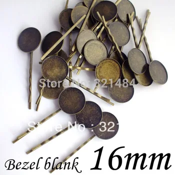 

Bulk 200pcs/lot Antique bronze Metal Hair Bobby Pin with 16mm Teeth Glue Pad Cameo Setting Hair Clips Barrette Accessories