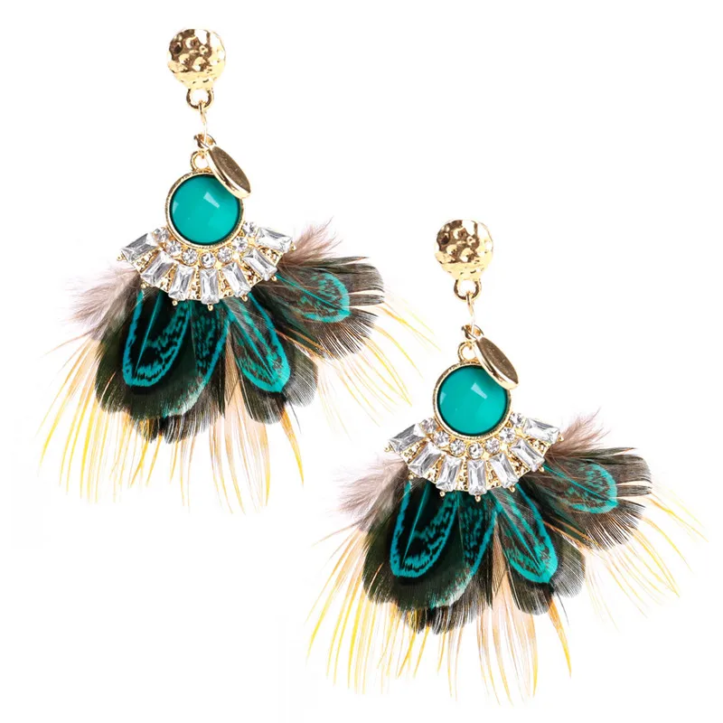 Unique Exaggerated Feather Sector Shape Earring Fashion Handmade Earring For Women Personalized Jewel ET45 (1)