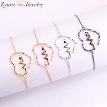 10 шт. ZZYZ333-5133 Романтический Блестящий CZ подвеска с цирконом браслеты с сердечками для женщин Регулируемая цепочка свадебный браслет