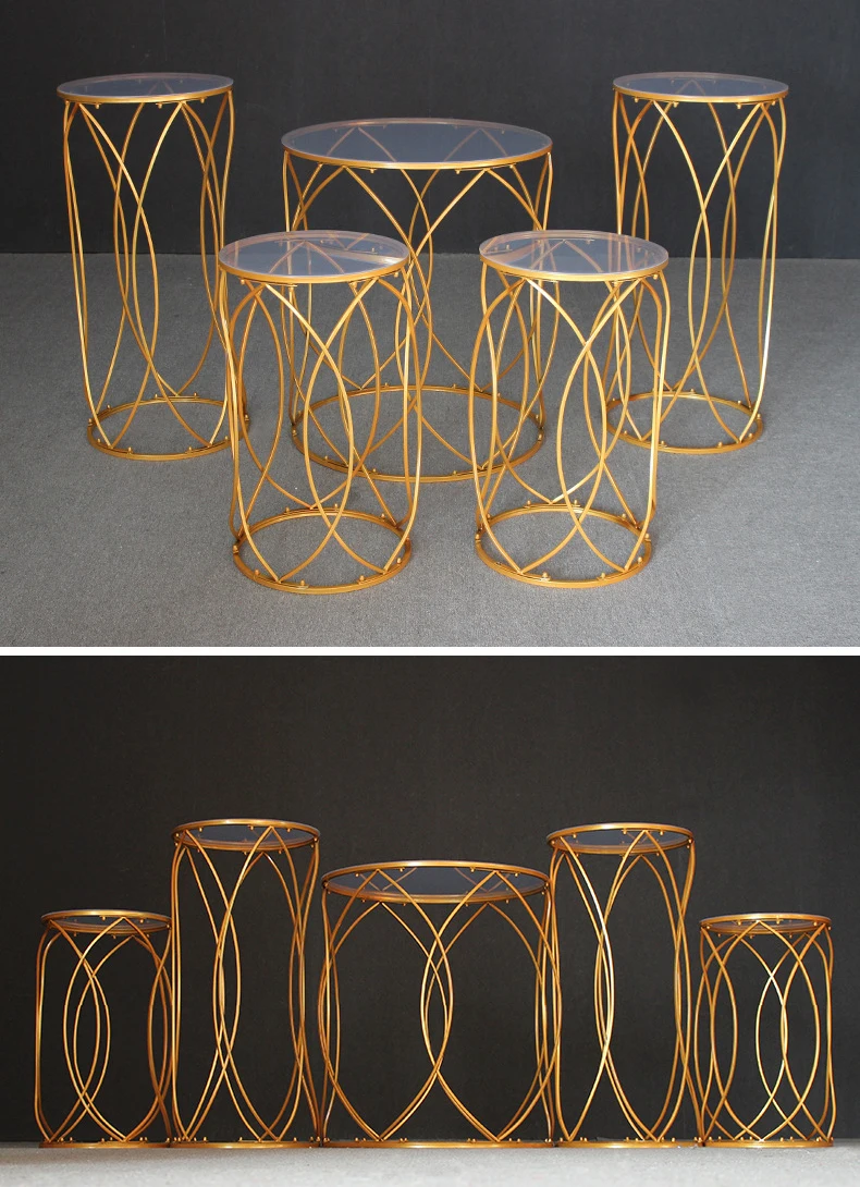 JAROWN Wedding Props Acrylic Ironwork Cylindrical Dessert Table Pre-function Area Decoration Wedding Party Dim Sum Cake Stand (16)