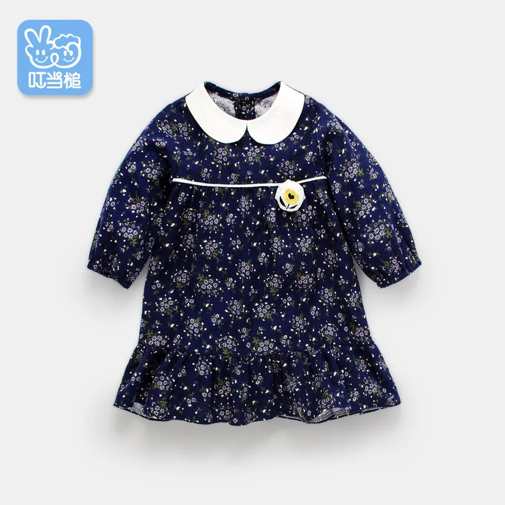 Платье для маленьких девочек 1-3-6 лет платье с цветочным принтом весна-осень 2018 |