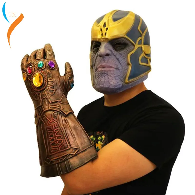 

2019 New Thanos Mask Infinity Gauntlet Avengers Infinity War Gloves Helmet Cosplay Thanos Masks Halloween Party Collection Props