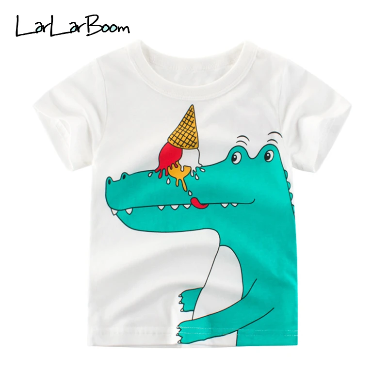 

LarLarBoom Kids Top Tees 2019 New Summer Short Sleeve Baby Boy Clothes Cute Cartoon Crocodile Pattern Cotton Boys T-shirts