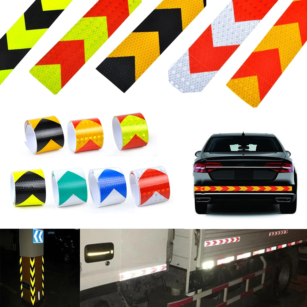 

5cm*3m Dual Colors Arrow Lattice Reflective Tape Sticker Car Styling Auto Vehicle Truck Roadway Motorcycle Warning Film