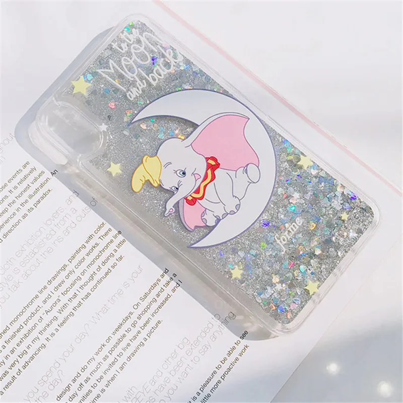 Cartoon Moon Dumbo Elephant Liquid Case For Samsung A50 A30 A10 Images, Photos, Reviews