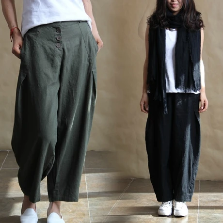 

2018 Summer Numb Taste Authentic Linen Trousers Harem Loose Baggy Linen Ladies Pants16312