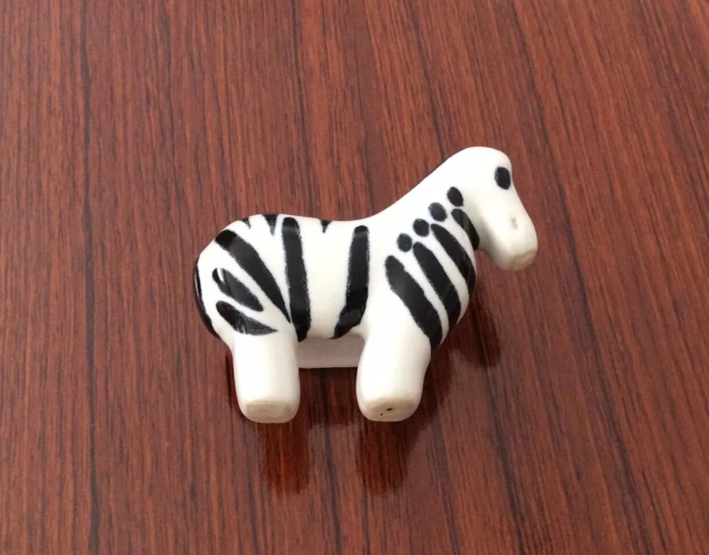 Zebra Dresser Knobs Kids Ceramic Drawer Handles / Animal Cabinet Handle