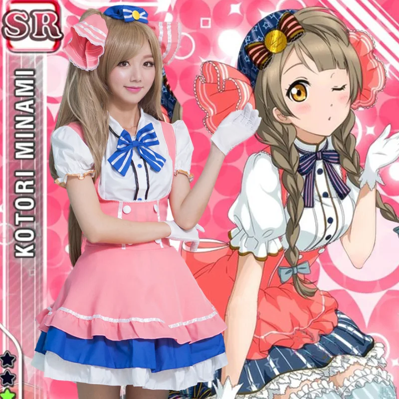 

Kotori Minami Candy Awakening Lolita Cosplay Costumes Anime Housemaid Chambermaid Lolita Dress Halloween 4 pcs Set LoveLive! Cos