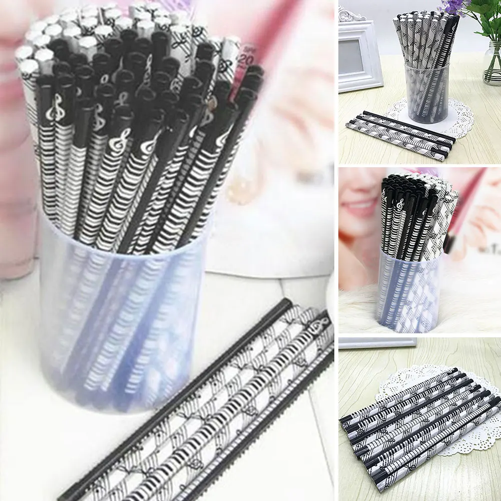 

5 Pcs Fashion Creative Design Music Theme Wood Pencil Musical Notes and Piano Printed for Children Gifts Stationery