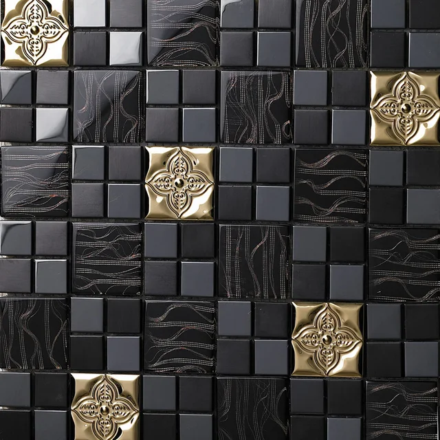 Tst glass kitchen wall metal tile black backsplash design gorgeous ...