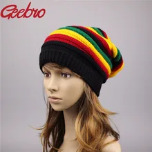 Geebro Новое поступление женские ямайский модные зимние Два вязаная шапка Для женщин прекрасные шапочки и Skullies Девушка Лыжные Кепки капот js266