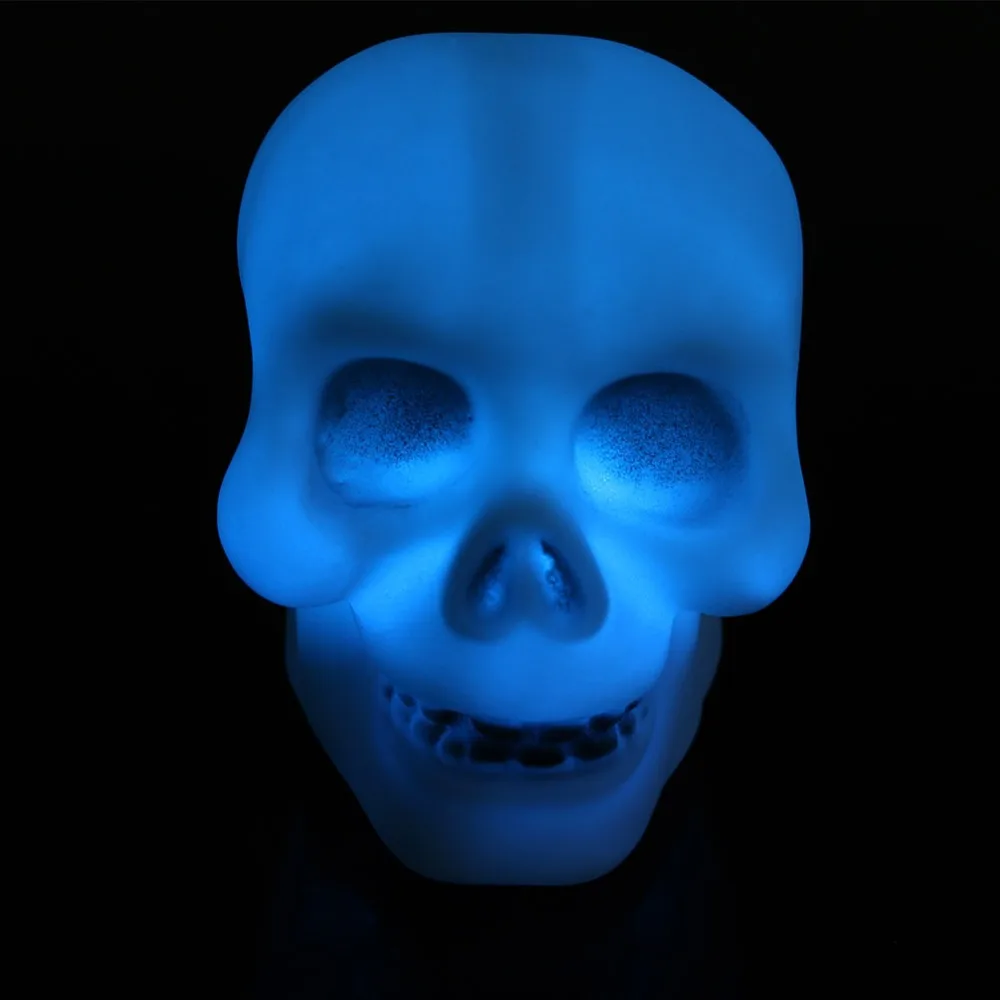 LLD000500 Halloween Colorful Flash LED Skull Night Light Lamp Decoration Gift Favor