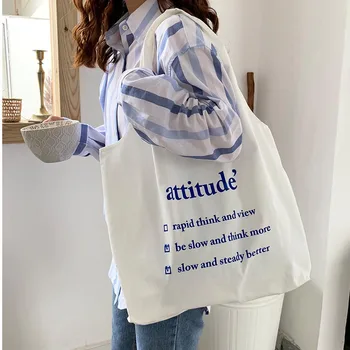 

Women's Canvas Shoulder Tote Bag Large Capacity Cotton Cloth Shopping Bag for women 2019 Foldable Reusable Beach Shopper Bag sac