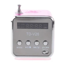 TD-V26 портативный мини цифровой динамик с Micro SD/TF/USB/FM(розовый