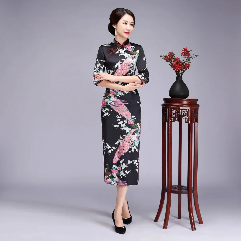 Плюс Размер 6XL китайское традиционное Чонсам длинное Qipao сексапильное пушистое тонкое платье для общения с половинным рукавом винтажное женское длинное платье