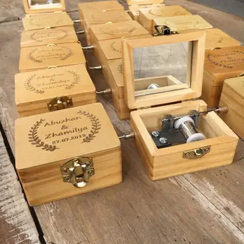 

custom name date Engraved personalize wood music box wedding gift for guest baby shower souvenirs party favors birthday gift