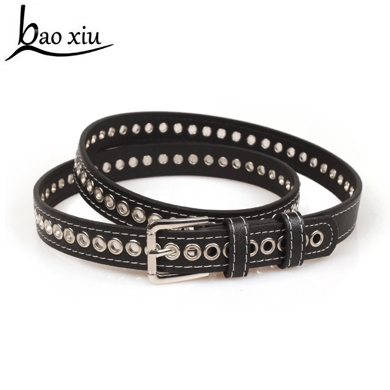 

New metal rivet fine belt women Round rivets Spike sequins belt punk Simple decorative waistband belt for men