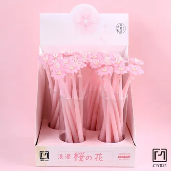 

1PC Kawaii Romantic Pink Silicone Sakura Gel Pen School Office Supply Rollerball Pen Writing Stationery