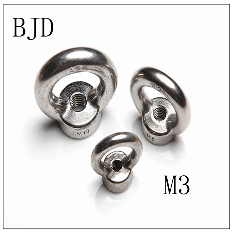10pcs M3 Stainless Steel Metric Thread Ring Nut Marine Lifting Eye Nut