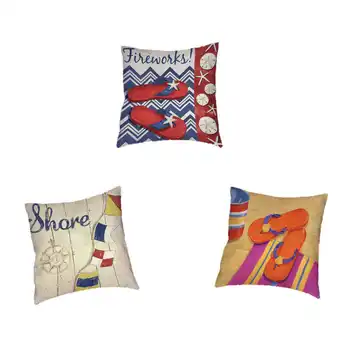 

Ocean Beach Cozy Living Cover Cushion Various Colors Slippers Surfboard Pennant Coastal Home Office Sofa Decoration Pillow Case