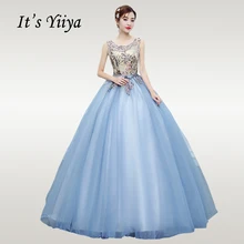 Это YiiYa свадебное платье элегантное голубое свадебное платье без рукавов с круглым вырезом длина до пола кружева размера плюс Vestido de novia CH018