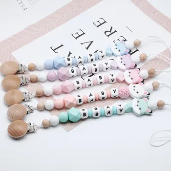 

New 40styles DIY holder personalized name silicone baby pacifier clip pacifier chain teething pacifier chew toy baby dummy clips