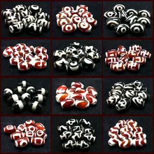 10 шт./лот AA Dzi свободные бусины 8 мм* 12 мм Свастика/три глаза/одна линия/Ruyi узор дзи бусины в тибетском стиле для изготовления ювелирных изделий
