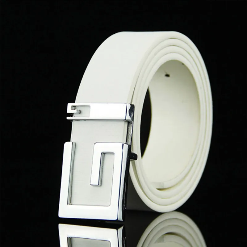 New Fashion Mens Leather Smooth Girdle Buckle Waistband Waistband Leisure Belt Strap Cinturones Para Mujer La Ceinture A16# (4)
