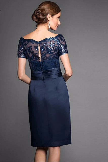 Elegant Navy Scoop Sheath Navy Mother 