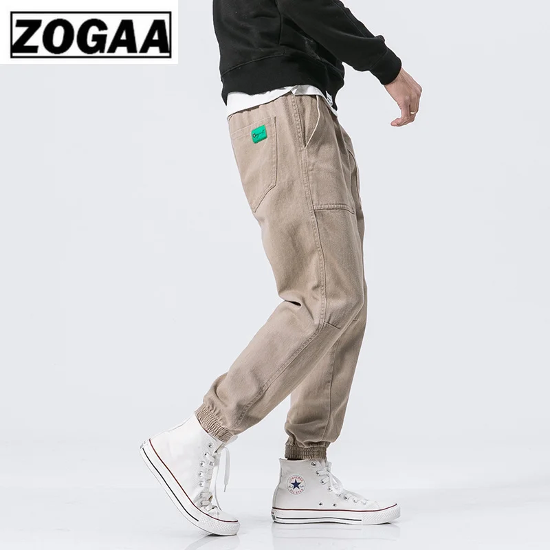 

ZOGGA Solid Color Lightweight Ankle-Length Men Cargo Pants with Drawstring Cotton/Polyester Mid Waist Pants Men NO Fade/shrink