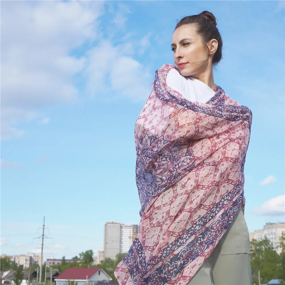 

Jinjin.QC Women Lightweight Viscose Scarf National Wind Floral Print Scarves and Shawls Instant Jilbab Muslim Hijab Lady Bandana